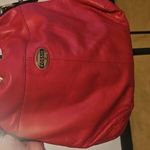 FOSSIL red leather handbag